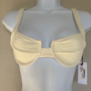 Nasty Gal Collection Bikini Top Crinkle Underwire Cut-Out Women's Size 4 NWT